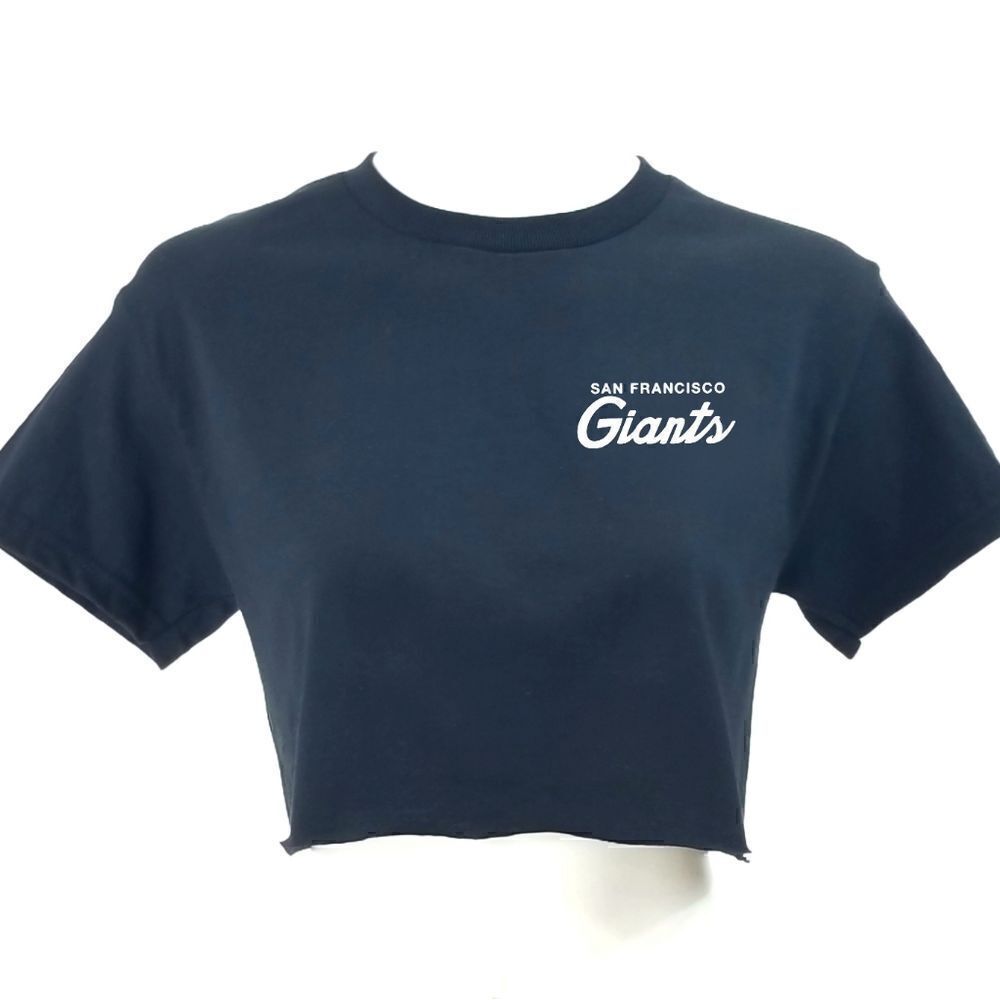 SAN FRANCISCO GIANTS Double Script Retro Logo MLB Cropped Crop Top Baseball Tee